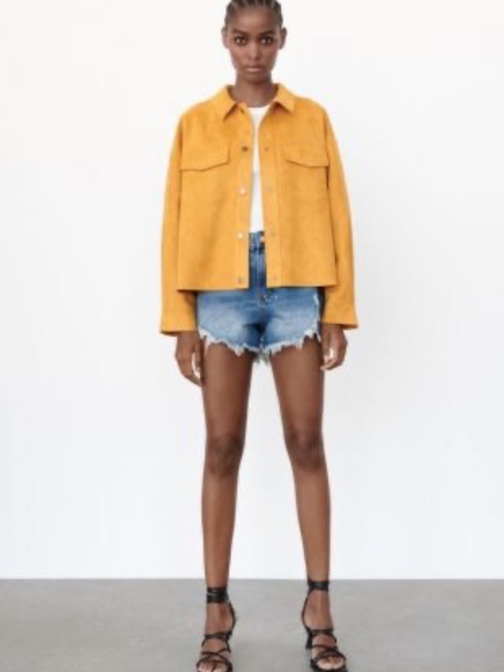 Zara mustard yellow faux-suede jacket NWOT